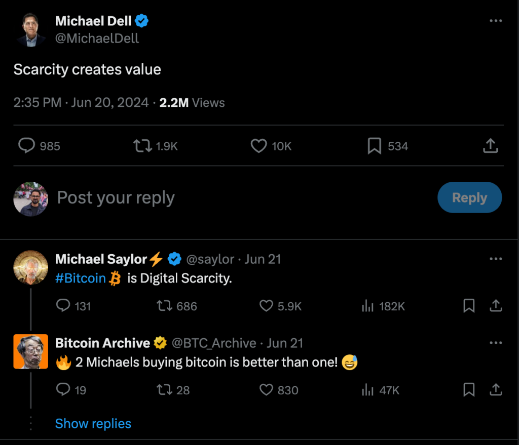 bitcoin today micheal dell